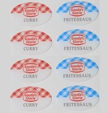 Domingstickers, stickers of logo's die bedekt worden door een laagje kunsthars.  Logoplaatjes voorzien van een laagje epoxy