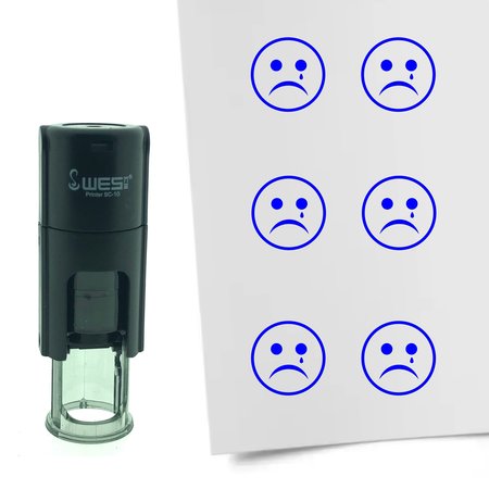Stempel of Stempeltje van een Smiley Verdrietig 10mm rond