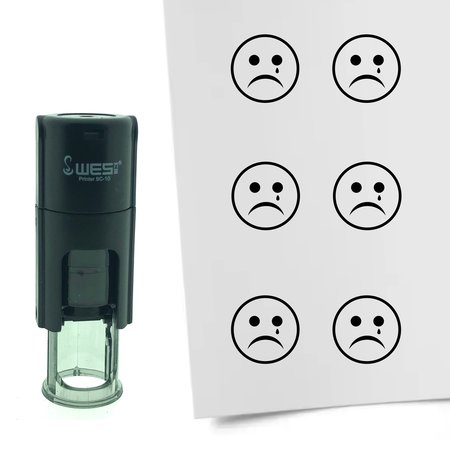 Stempel of Stempeltje van een Smiley Verdrietig 10mm rond
