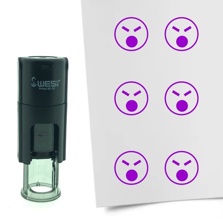 Stempel of Stempeltje van een Smiley Boos 10mm rond