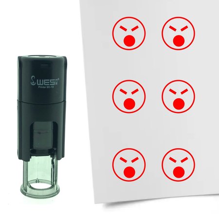Stempel of Stempeltje van een Smiley Boos 10mm rond