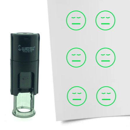 Stempel of Stempeltje van een Smiley Vermoeid 10mm rond