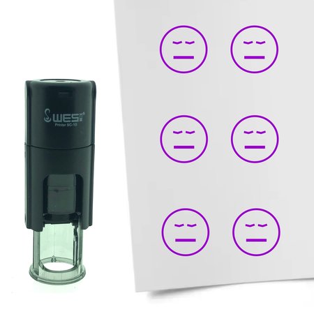 Stempel of Stempeltje van een Smiley Vermoeid 10mm rond