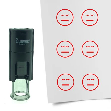 Stempel of Stempeltje van een Smiley Vermoeid 10mm rond