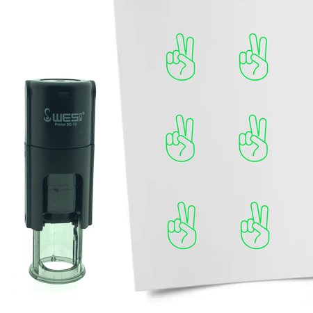 Stempel of Stempeltje van een Victory hand / Peace 10mm rond