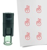 Stempel of Stempeltje van een Victory hand / Peace 10mm rond