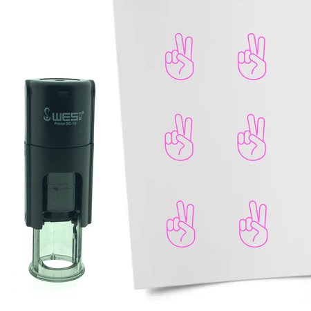 Stempel of Stempeltje van een Victory hand / Peace 10mm rond