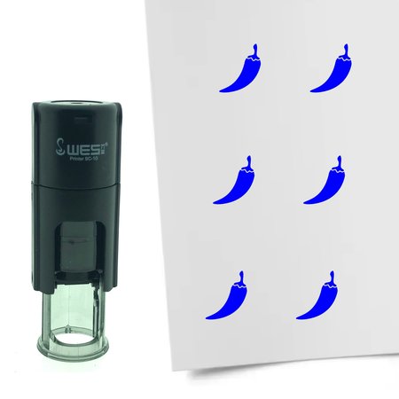 Stempel of Stempeltje van een Chili Peper, pittig eten - afdruk ca 10mm