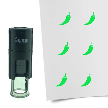 Stempel of Stempeltje van een Chili Peper, pittig eten - afdruk ca 10mm