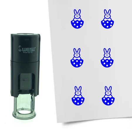 Stempel of Stempeltje van een Paashaas in ei - afdruk ca 10mm