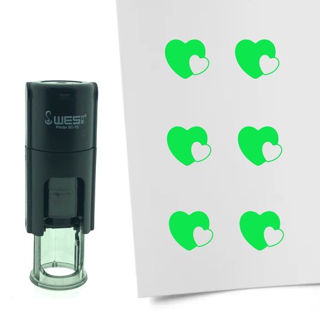 Stempel of Stempeltje van twee hartjes verstrengeld - afdruk ca 10mm