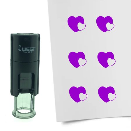 Stempel of Stempeltje van twee hartjes verstrengeld - afdruk ca 10mm