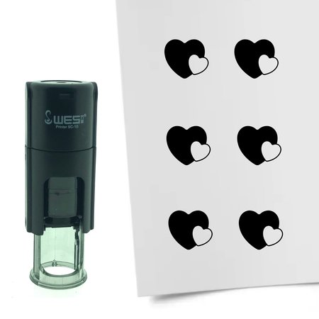 Stempel of Stempeltje van twee hartjes verstrengeld - afdruk ca 10mm