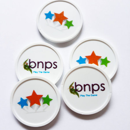 Plastic munten Ø29mm met jouw eigen full colour bedrukking vanaf 3000 stuks - per 1000 stuks - handmatig bestellen