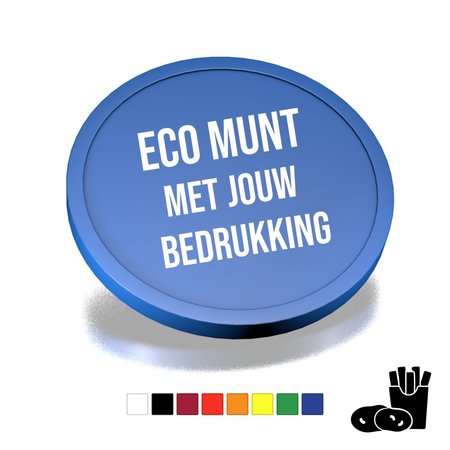 Kleinverbruik: ECO Aardappelzetmeel munten Ø29mm met jouw eigen bedrukking - per 100 stuks - Handmatig bestellen