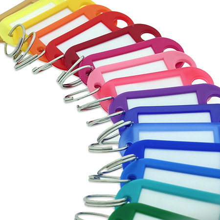 Sleutellabels met inschuifpapier in 55 x 22 mm in één kleur - per 100 stuks