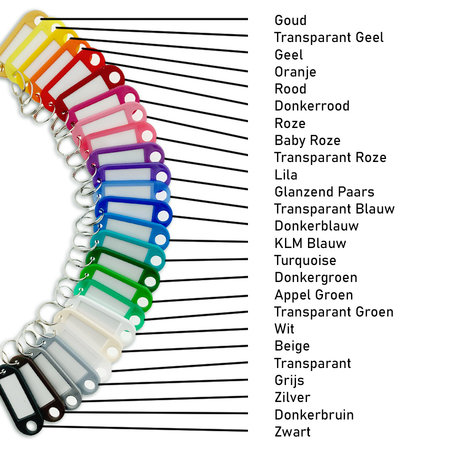 Sleutellabels met inschuifpapier in 55 x 22 mm in één kleur - per 100 stuks