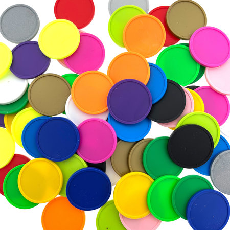 CombiCraft Blanco Plastic munten met rand in diverse kleuren Ø29mm - 100 stuks