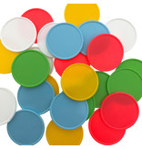 CombiCraft Grote Blanco Plastic munten met rand in vijf kleuren Ø35mm - 100 stuks