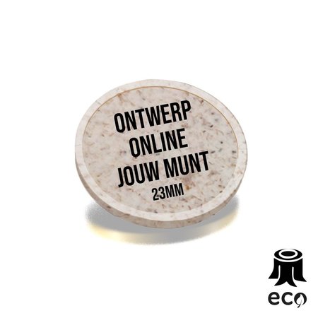 CombiCraft Houtvezel 100% biologisch afbreekbare munten Ø23mm met jouw eigen bedrukking - per 100 stuks