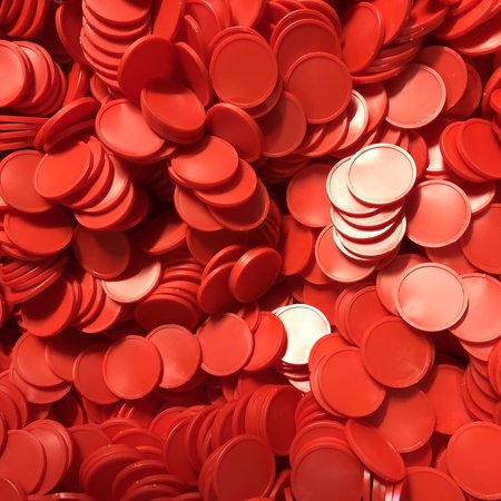 Blanco Plastic munten met rand in diverse kleuren Ø29mm - 100 stuks