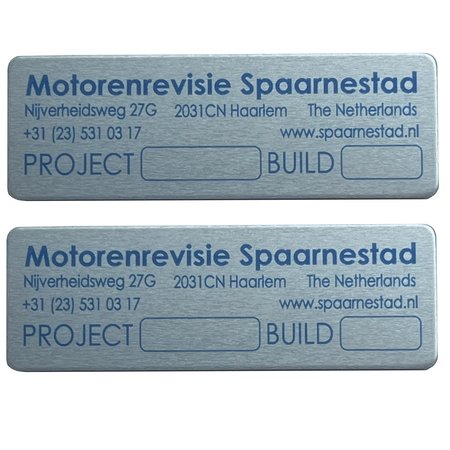 Aluminium Langwerpige Logoplaatjes  Weersbestendig in diverse maten verkrijgbaar met afgeronde hoeken. Stanskwaliteit.