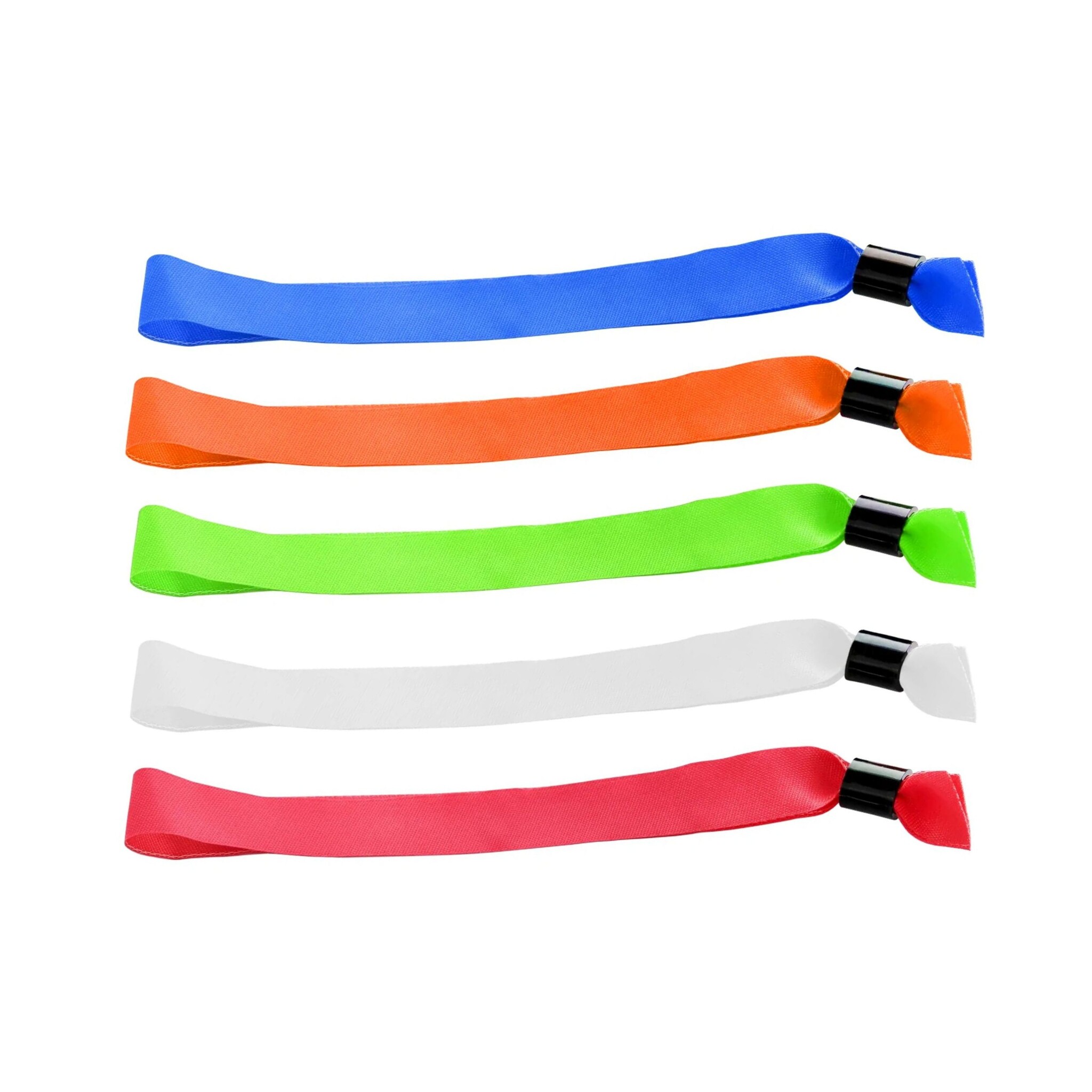CombiCraft Blanco textiel polsbandjes kleurenmix met cap-lock sluiting - per 100 stuks