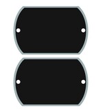 Aluminium Industrieplaatjes of Typeplaatjes in de vorm van een afgeplatte ovaal met twee gaatjes in 61 x 40 x 0,5mm