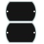 Aluminium Industrieplaatjes of Typeplaatjes in de vorm van een afgeplatte ovaal met twee gaatjes in 61 x 40 x 0,5mm