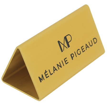 Tafelbordje Cody van goudkleurig aluminium met eigen ontwerp 100x55mm - per 1 stuk