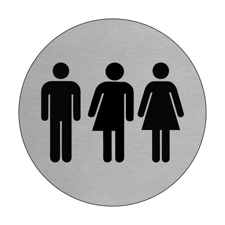 Genderneutraal Toilet bordje Aluminium Ø75mm met tape