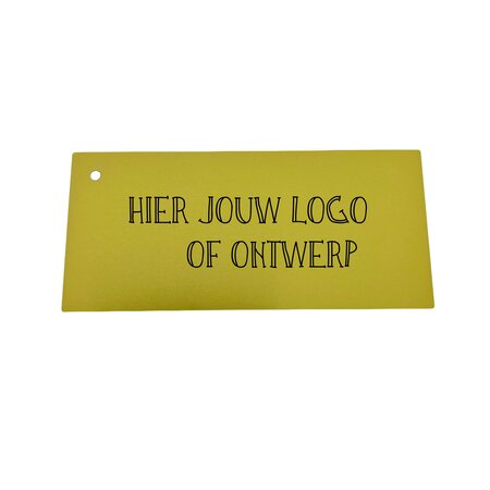 Groot Aluminium Label 140x65mm met jouw eigen logo in zwart gegraveerd