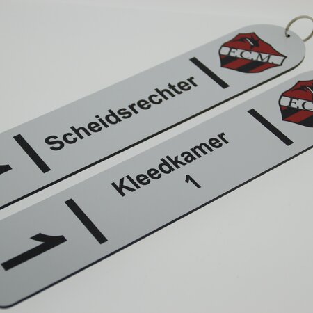 CombiCraft Robuuste Kleedkamer Sleutelhanger XL, gemaakt van Wit Aluminium Sandwich materiaal in 150x50mm