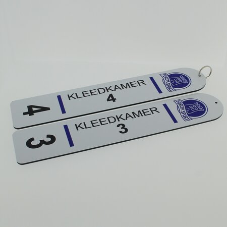 CombiCraft Robuuste Kleedkamer Sleutelhanger XL, gemaakt van Wit Aluminium Sandwich materiaal in 150x50mm