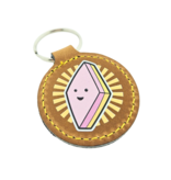 Ssleutelhanger van leer of kunstleer van Ø45 x 75mm met jouw tekst of nummering - per 1 stuk