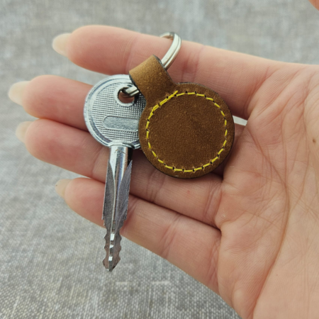 Blanco Leren Sleutellabel rond Ø 30 mm