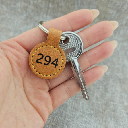 Bedrukt Leren Sleutellabel rond Ø 30 mm