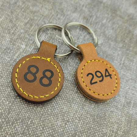 Bedrukt Leren Sleutellabel rond Ø 30 mm