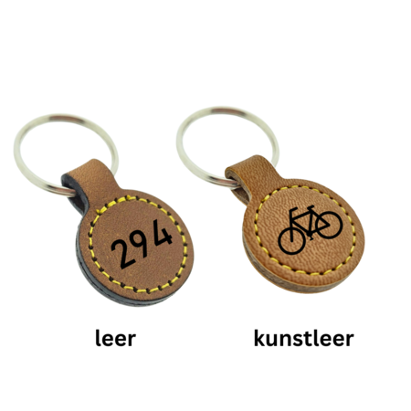 CombiCraft Bedrukt Leren Sleutellabel rond Ø 30 mm