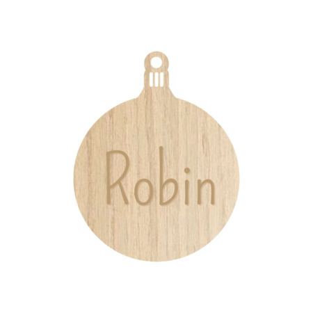 Houten Gepersonaliseerde Kerstbal met jouw naam of kerstwens Ø 65 mm