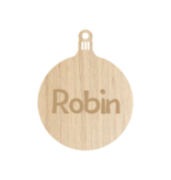Houten Gepersonaliseerde Kerstbal met jouw naam of kerstwens Ø 65 mm