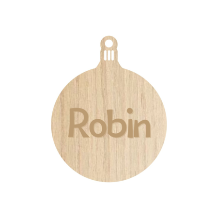 Houten Gepersonaliseerde Kerstbal met jouw naam of kerstwens Ø 65 mm