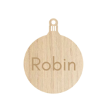 Houten Gepersonaliseerde Kerstbal met jouw naam of kerstwens Ø 65 mm
