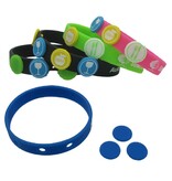 Siliconen of rubberen polsbandjes met muntjes naar wens bedrukt