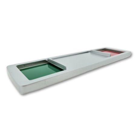 Schuifbordje zonder tekst met een groen en een rood vlak in een kunststof profiel ca. 178x50mm