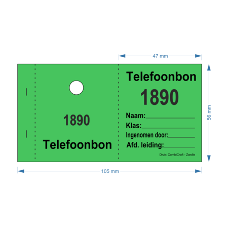 1000 bonnen voor afgifte van telefoons