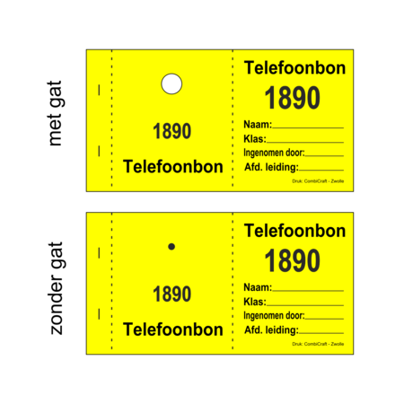 1000 bonnen voor afgifte van telefoons