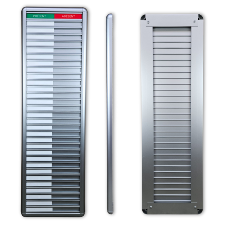 Aluminium Frans aanwezigheidsbord met Présent-Absent voor 30 personen