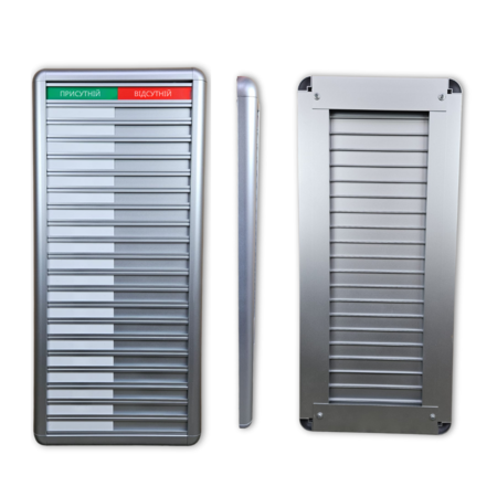 Aluminium Oekraïens aanwezigheidsbord met присутній-Відсутній  voor 20 personen