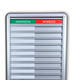 Aluminium aanwezigheidsbord met Aanwezig-Afwezig voor 20 personen